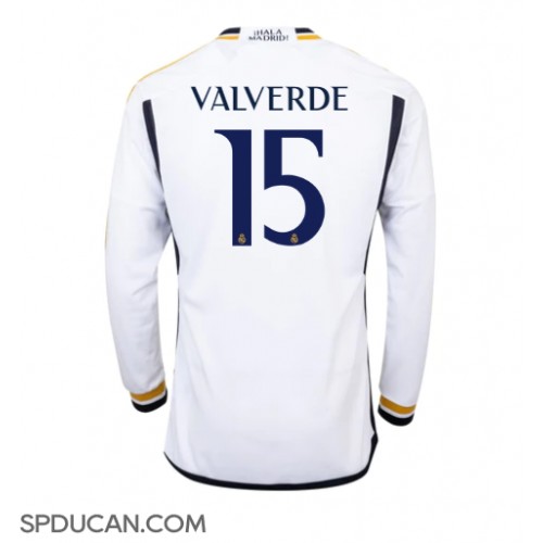 Muški Nogometni Dres Real Madrid Federico Valverde #15 Domaci 2023-24 Dugi Rukav